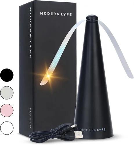 Vista 10 de Ventiladores Antimoscas para Mesas de Modern Lyfe - Alimentados por Batería AA y USB - Matamoscas Accesorio para Acampar al Aire Libre o para Comida
