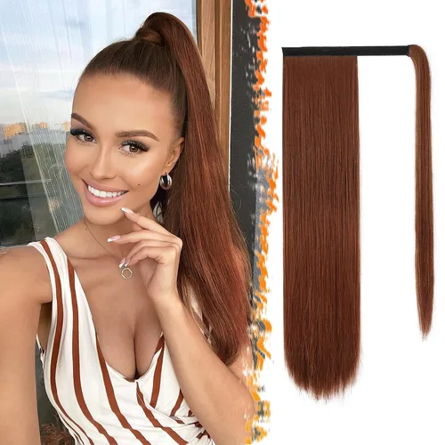 Vista 40 de BARSDAR Extensión de Cola de Caballo Corta y Recta - Extensiones de Cabello de Cola de Caballo con Cordón de 14 Pulgadas en Negro para Mujeres