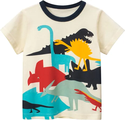 Vista 7 de Camisetas de manga corta para niños pequeños, camisetas de algodón con gráfico casual y cuello redondo para verano Azul marino/Rocket