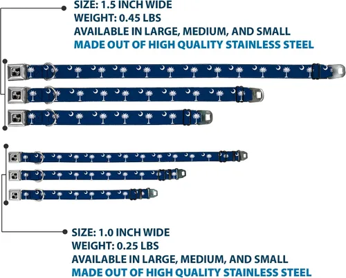 Vista 3 de Collar de perro hebilla para cinturón de seguridad South Carolina Banderas de 13 a 18 pulgadas 1.5 pulgadas de ancho South Carolina Flags Durable