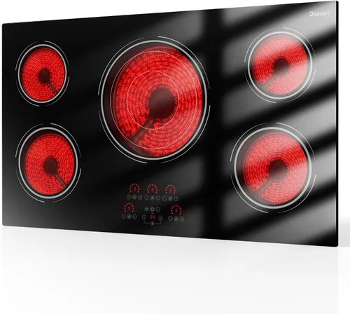 Vista 14 de Placa eléctrica de 2 quemadores con mango de 110 V, 2000 W Shard Power 24 Inch Ceramic Stove Top Countertop Burner, Knob and Touch Control with