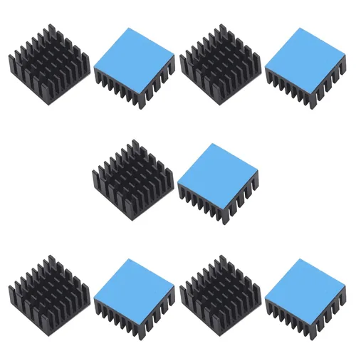Vista 21 de Disipador de calor de aluminio negro con cinta adhesiva conductora térmica, enfriador de disipador de calor de 9 × 9 × 0.197 in para enfriar