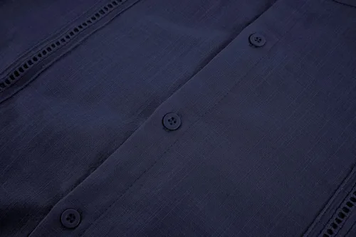 Vista 9 de Ryannology Guayabera - Camisas de lino de manga corta con botones para hombre, estilo casual, playa, campamento cubano, camisa mexicana para hombre