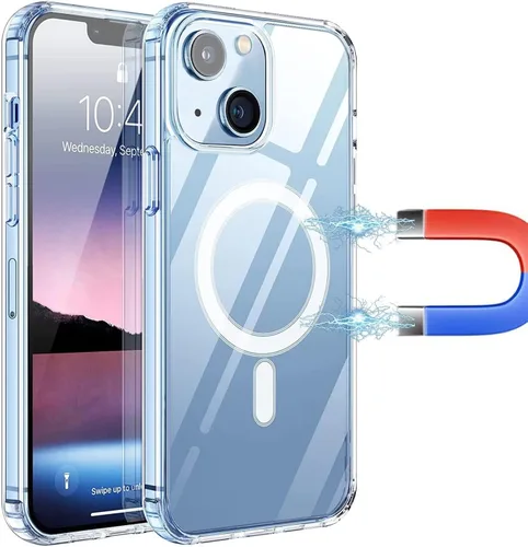 Vista 9 de Funda magnética transparente para iPhone 7 Plus, compatible con MagSafe, protección de grado militar, parte trasera dura resistente al amarillo
