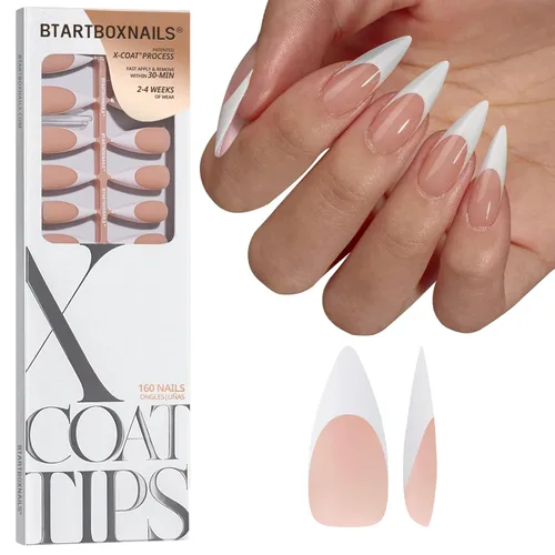 Vista 16 de BTArtboxnails XCOATTIPS White French Tip Press On Nails, XXS Squoval, Pink Lamp-Curable, 4-Week Wear, Natural Nail Look, Salon Quality Value at