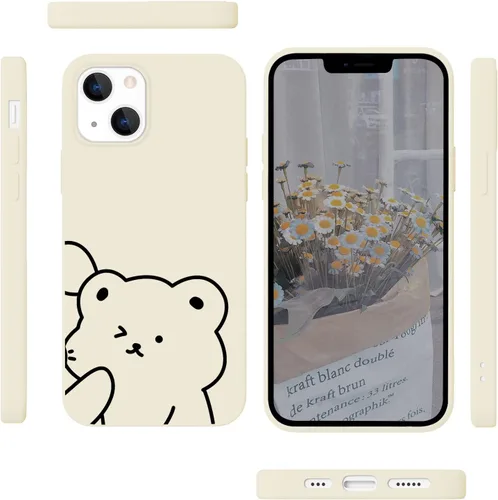 Vista 6 de JOYLAND Fundas compatibles con iPhone 11, bonito diseño de oso negro a juego, funda protectora de silicona ultra delgada con forro antiarañazos