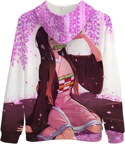 Vista 2 de Girren Novel 3D Demon Slayer Kamado Nezuko Anime con cremallera, unisex, casual, a la moda, con cierre