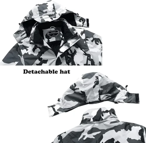 Vista 4 de Chaqueta de esquí impermeable con capucha para hombre, abrigo cálido de nieve para el invierno