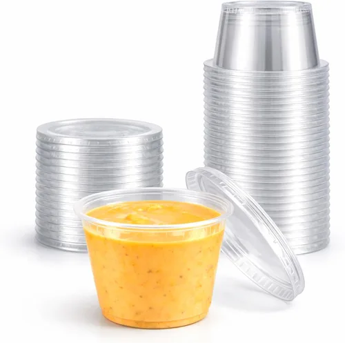 Vista 12 de Taza de plástico transparente para soufflé de 1 oz, tazas de porciones sin BPA con tapas, 100