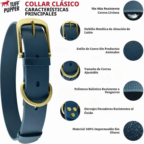 Vista 4 de Tuff Pupper Heavy Duty Waterproof Dog Collar for Small, Medium & Large Dogs Naranja quemado