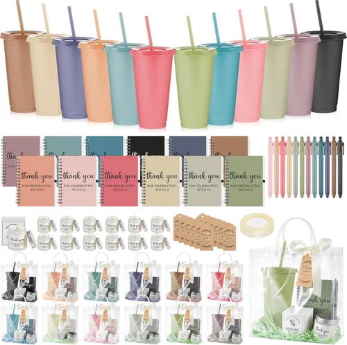 Vista 20 de Nuogo - Juego de 2 premios de ducha para padres para adultos, regalo de despedida de soltera, vaso de plástico, cuaderno con vela perfumada, bolsa