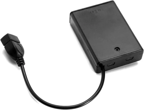 Vista 3 de 2 soportes de batería AA de 1.5 V, 3 cajas de batería AA de 4.5 a 5 V con cubierta e interruptor de encendido/apagado, con cable USB