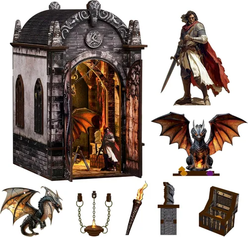 Vista 9 de Roroom Casa de muñecas en miniatura con muebles, kit de casa de muñecas para adultos y adolescentes, Booknook Tiny House Librería Decoración Mini