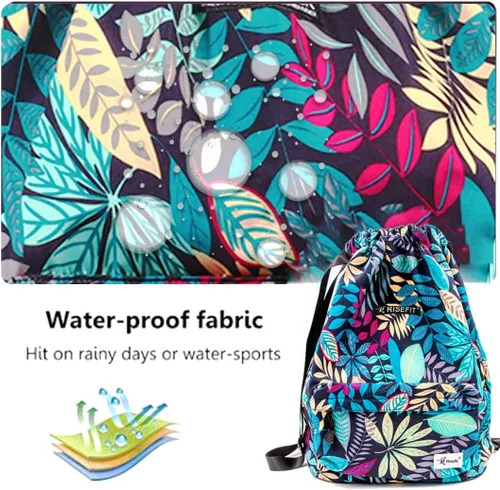Vista 6 de Bolsa impermeable con cordón para ir al gimnasio o la playa, o practicar deportes, unisex