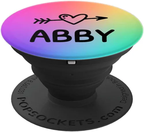Vista 4 de Abby Gift - Agarre con forma de arco iris y flecha de corazón negra – PopSockets agarre y soporte para teléfonos y tabletas