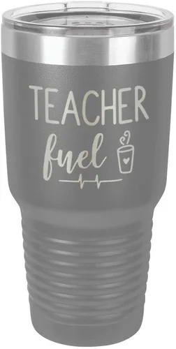 Vista 13 de TEACHER FUEL Vaso negro de 30 onzas con popote y tapa superior deslizante Taza de viaje de acero inoxidable Comparar con Yeti Rambler