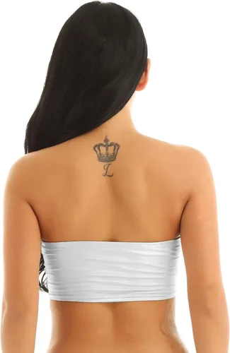 Vista 2 de TiaoBug Sujetador de mujer brillante metálico sexy sin tirantes con parte superior de tubo corto Rave Bandeau