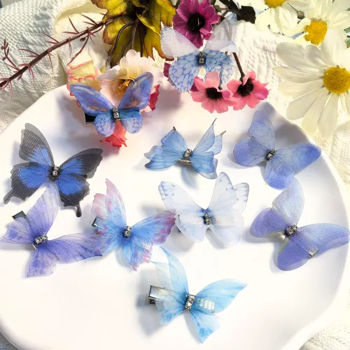 Vista 3 de Clip de mariposa para decoración del cabello, pinzas para el cabello de mariposa en movimiento para niñas (Bule-10PCS)