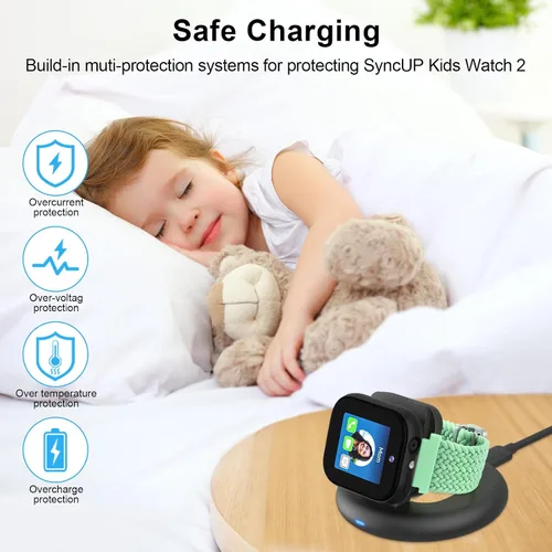 Vista 5 de Base de carga magnética plegable compatible con cargador Sync UP Kids Watch Negro para SyncUP Watch 2