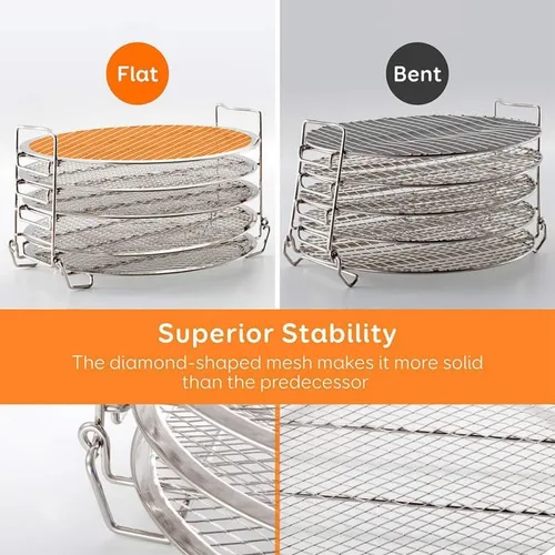 Vista 6 de PRETYZOOM Estante deshidratador de 5 capas de acero inoxidable, accesorios para freidora de aire compatibles con Ninja Grill de 6.5 y 8 cuartos