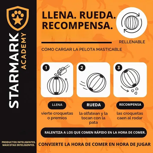 Vista 8 de Starmark Treat Dispensing Chew Ball - Juguete resistente para perros, mediano/grande para razas grandes