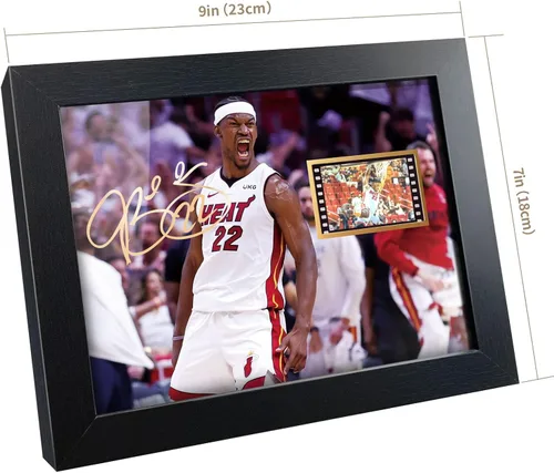 Vista 6 de sufenvera Impresión firmada de Jimmy Butler foto enmarcada con mini pantalla de película, póster para fanáticos del baloncesto, grandes regalos