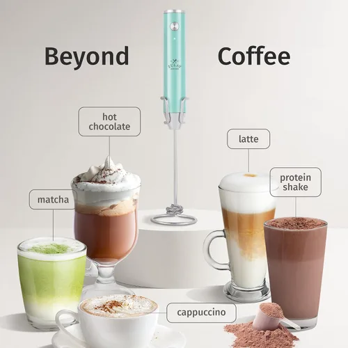 Vista 120 de Zulay Milk Boss Espumador de leche potente manual, hace espuma para latte, batidor para mezclar bebidas, café, miniespumador para capuchino, frappé