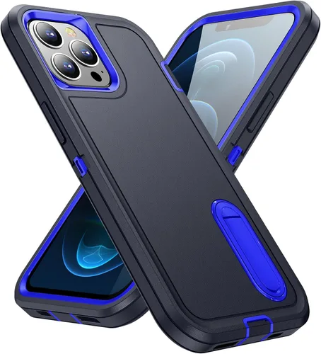 Vista 12 de IDweel Funda para iPhone 12 Pro Max con soporte, protección resistente, a prueba de golpes, antiarañazos, ajuste delgado, funda protectora