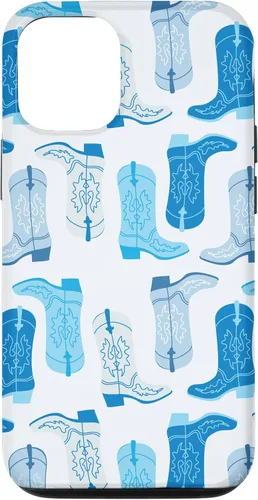 Vista 28 de Cowboy Boot Illustration Preppy Western Pastel Blue and Cyan Case for iPhone 17