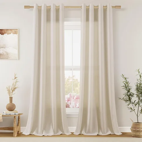 Vista 62 de Cortinas de lino negro para dormitorio y sala de estar de 84 pulgadas de largo, juego de 2 paneles, para habitación de niños, filtro de luz