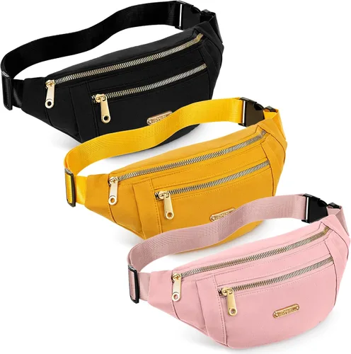 Vista 8 de Riñoneras impermeables de 3 piezas para mujeres y hombres con correa ajustable para la cintura para deportes, correr, ejercicio, caminar, viajar