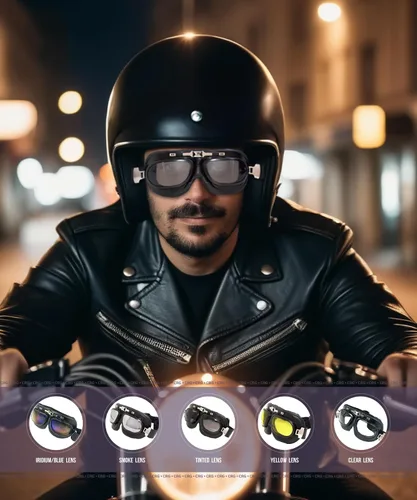 Vista 6 de CRG Sports Gafas de motocicleta estilo aviador vintage estilo piloto Cruiser Scooter Motocross gafas para hombres, mujeres y adultos