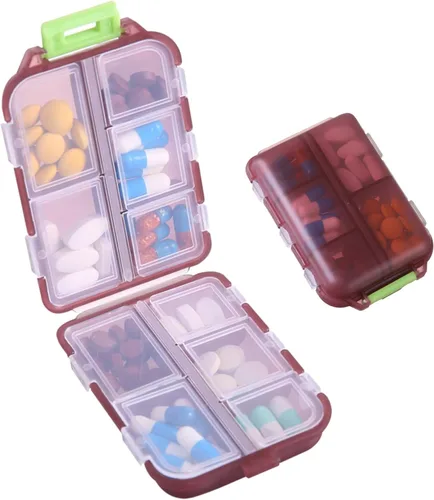 Vista 16 de Paquete de 1 organizador de pastillas de viaje, 10 compartimentos, pastillero compacto y portátil, perfecto para almacenamiento sobre la marcha