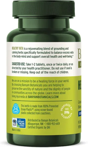 Vista 8 de Banyan Botanicals Vata saludable orgánico – Suplemento de puesta a tierra y estabilidad – con Ashwagandha, Shatavari y Mucuna – Apoyo natural