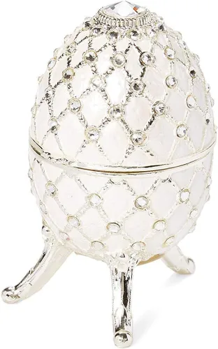 Vista 3 de Splendid Pearly White Egg Shaped Musical Jewelry Box with Playing A Time for Us