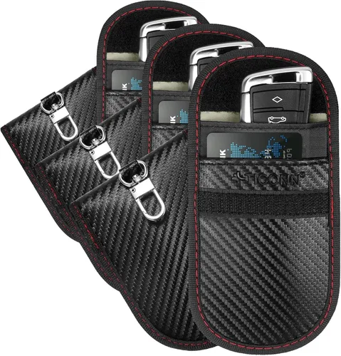 Vista 28 de TICONN 2PK Faraday - Bolsa para llavero de coche, bolsa de bloqueo RFID NFC Beige