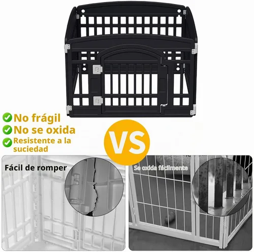 Vista 2 de Corralito plegable para mascotas, puerta para perros, plástico resistente, corral de ejercicio para cachorros, cerca para mascotas pequeñas, jaula