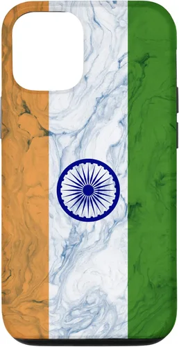 Vista 11 de iPhone 12 mini bandera de la India y fondo elegante - Funda del orgullo indio