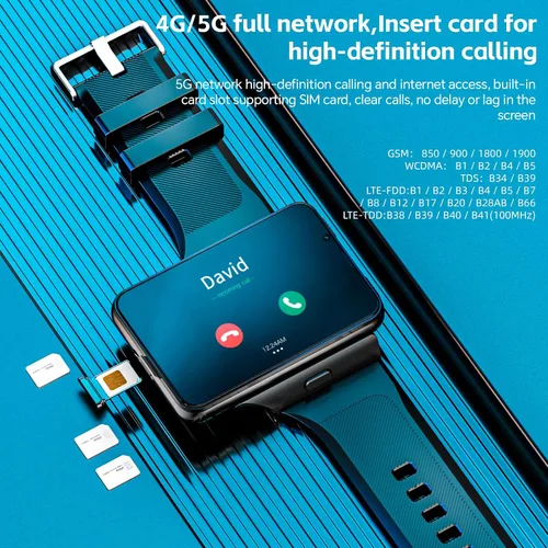 Vista 3 de LOKMAT Reloj inteligente con tarjeta SIM 4G de pantalla grande de 2.88 pulgadas, reloj inteligente Android 11 con llamada telefónica, cámaras duales