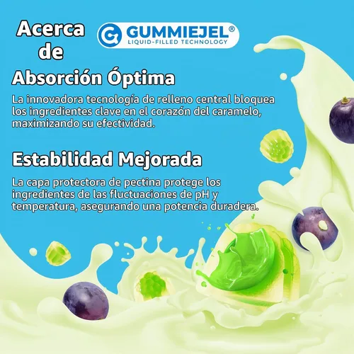 Vista 8 de Gomitas de calcio para niños de algas + vitamina D3 K2 para huesos y Suplemento de calcio a base de plantas para niños 400 mg + magnesio, zinc