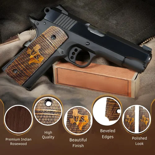 Vista 85 de WWII US M1911 / 1911 .45 Puños de madera - Reproducción