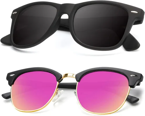 Vista 8 de KALIYADI Gafas de sol polarizadas para hombres y mujeres, marco semi sin montura, para conducir con bloqueo UV A01-(1 Pack) Tortuga Mate G15