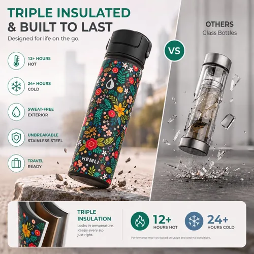Vista 6 de Botella vaso térmico para té de 22 onzas con infusor, taza de viaje