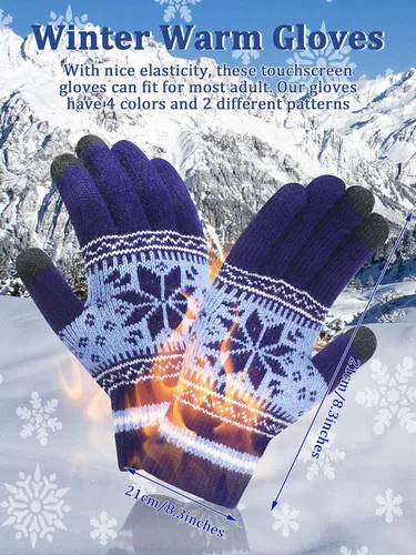 Vista 3 de 4 pares de guantes para pantalla táctil, guantes cálidos de invierno, guantes de punto gruesos para mujeres y adultos