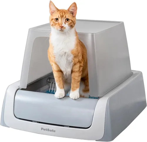 Vista 4 de Caja de arena para gatos PetSafe Legacy ScoopFree Crystal Pro autolimpiante automática - Caja de arena para gatos con entrada frontal, detección