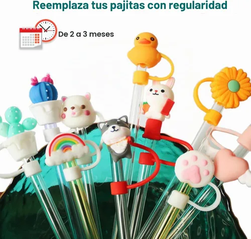 Vista 8 de Stanley - Juego de funda para popote y popote de repuesto de 40 onzas, 6 popotes reutilizables + 4 adornos de silicona + cepillo limpiador