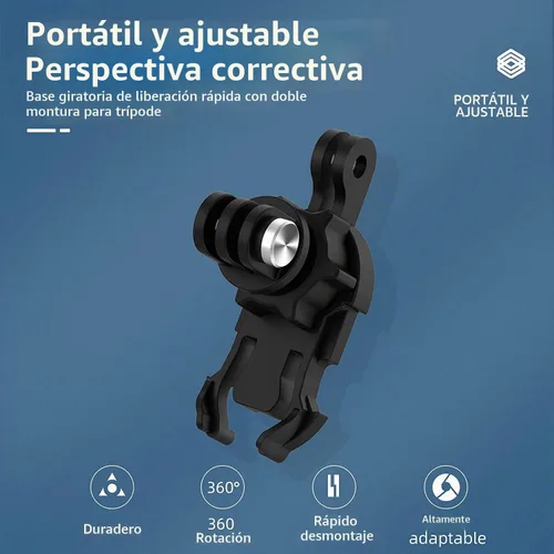 Vista 2 de TELESIN Soporte de mochila de 360° con adaptador de trípode de liberación rápida, correa para el hombro, clip para cinturón, soporte de senderismo
