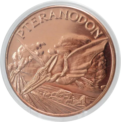 Vista 10 de Apatosaurio Dinosaurio Prehistórico - 1 onza.999 cobre puro redondo coleccionable de 39mm moneda de desafío en cápsula - COA de Heavenly Metals