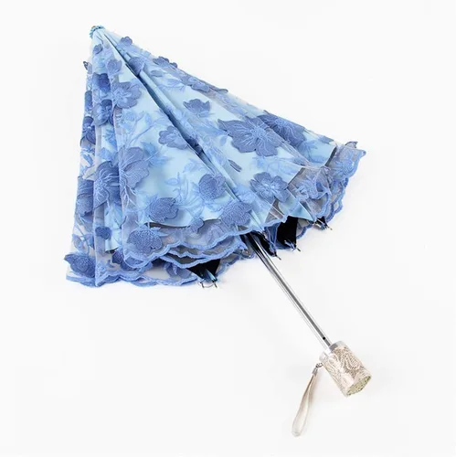Vista 135 de Honeystore Sombrilla bordada con flor 3D plegable UV con encaje clásico
