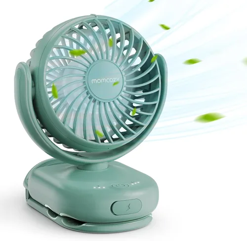 Vista 9 de Momcozy Ventilador portátil para cochecito con clip, mini ventilador de 4 velocidades para portador, ventiladores personales ultraligeros de 0.26
